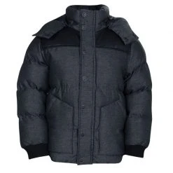 Little Marc Jacobs Grey Leather Patch Detail Quilted Puffer Jacket 6 Yrs For Kids