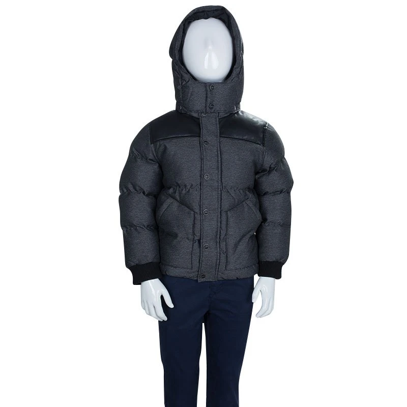 Little Marc Jacobs Grey Leather Patch Detail Quilted Puffer Jacket 6 Yrs For Kids 2 Little Marc Jacobs Grey Leather Patch Detail Quilted Puffer Jacket 6 Yrs For Kids - Image 2