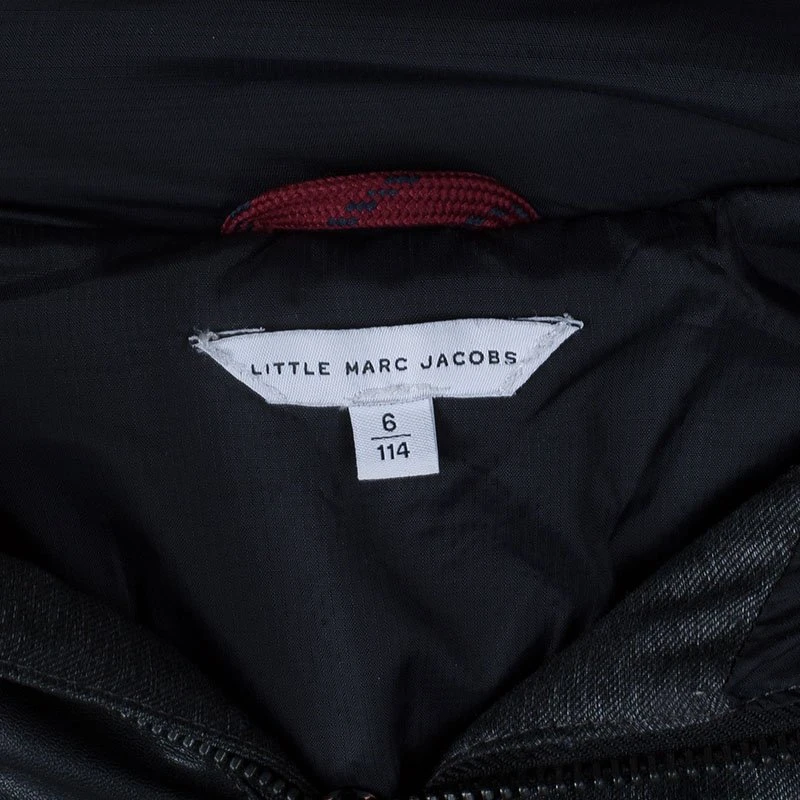 Little Marc Jacobs Grey Leather Patch Detail Quilted Puffer Jacket 6 Yrs For Kids 6 Little Marc Jacobs Grey Leather Patch Detail Quilted Puffer Jacket 6 Yrs For Kids - Image 6