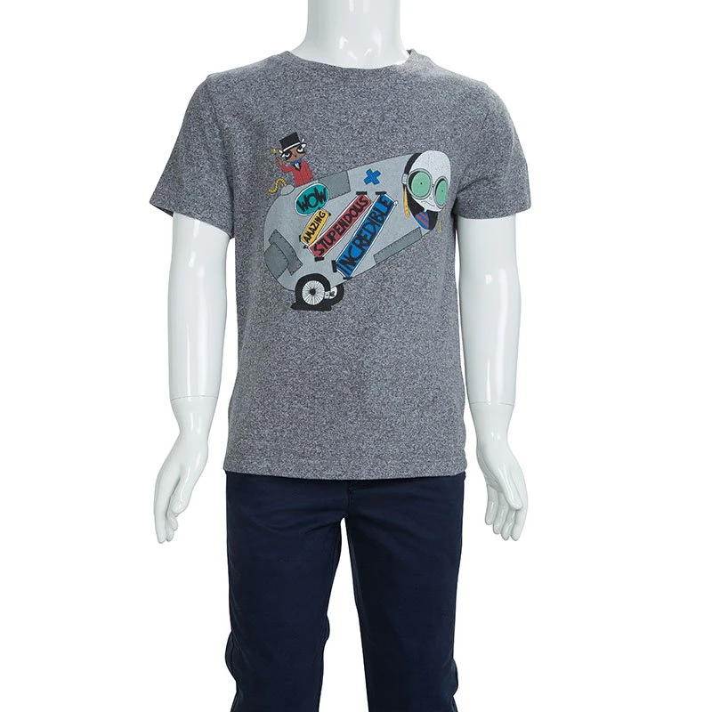 Little Marc Jacobs Grey Melange Jersey Graphic Print Crew Neck T-Shirt 6 Yrs For Kids 2 Little Marc Jacobs Grey Melange Jersey Graphic Print Crew Neck T-Shirt 6 Yrs For Kids - Image 2