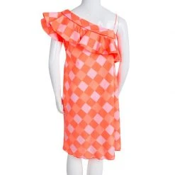 Little Marc Jacobs Neon Orange Checkered One Shoulder Dress 10 Yrs For Kids 8 Little Marc Jacobs Neon Orange Checkered One Shoulder Dress 10 Yrs For Kids -Marc Jacobs shop luxury kids marc jacobs used girls clothing p93821 0003
