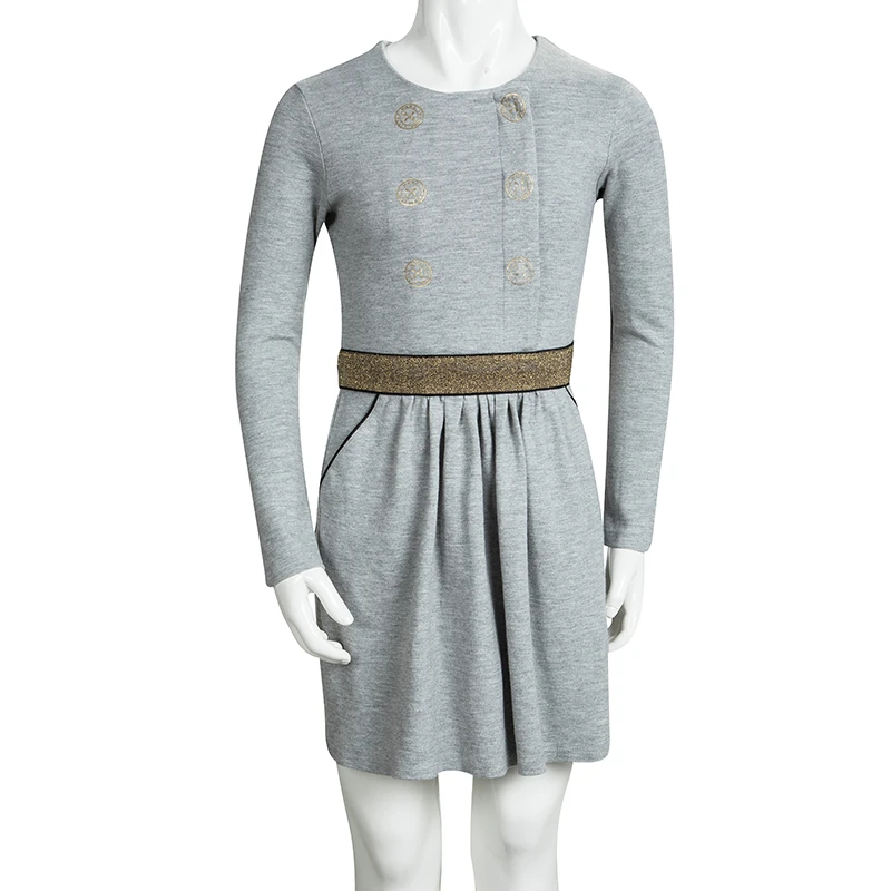 Little Marc Jacobs Grey Knit Long Sleeve Dress 8 Yrs For Kids 2 Little Marc Jacobs Grey Knit Long Sleeve Dress 8 Yrs For Kids - Image 2
