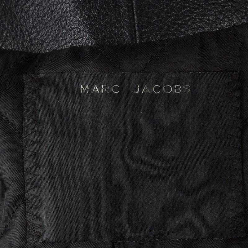 Marc Jacobs Black Goat Leather Fox Fur Trim Embellished Moto Jacket S For Women 5 Marc Jacobs Black Goat Leather Fox Fur Trim Embellished Moto Jacket S For Women - Image 5