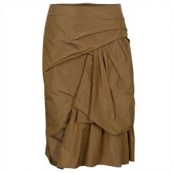 Marc Jacobs Tan Gathered Silk Skirt S For Women