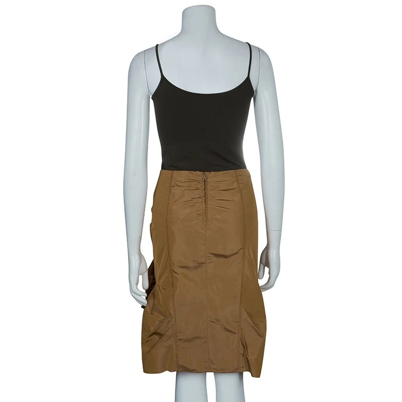 Marc Jacobs Tan Gathered Silk Skirt S For Women 3 Marc Jacobs Tan Gathered Silk Skirt S For Women - Image 3