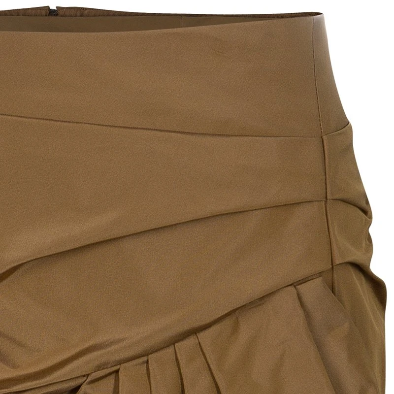 Marc Jacobs Tan Gathered Silk Skirt S For Women 4 Marc Jacobs Tan Gathered Silk Skirt S For Women - Image 4