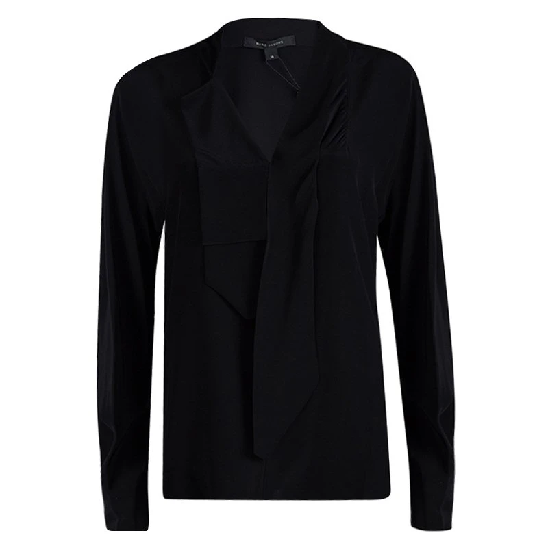 Marc Jacobs Black Silk Long Sleeve Blouse L For Women 1 Marc Jacobs Black Silk Long Sleeve Blouse L For Women