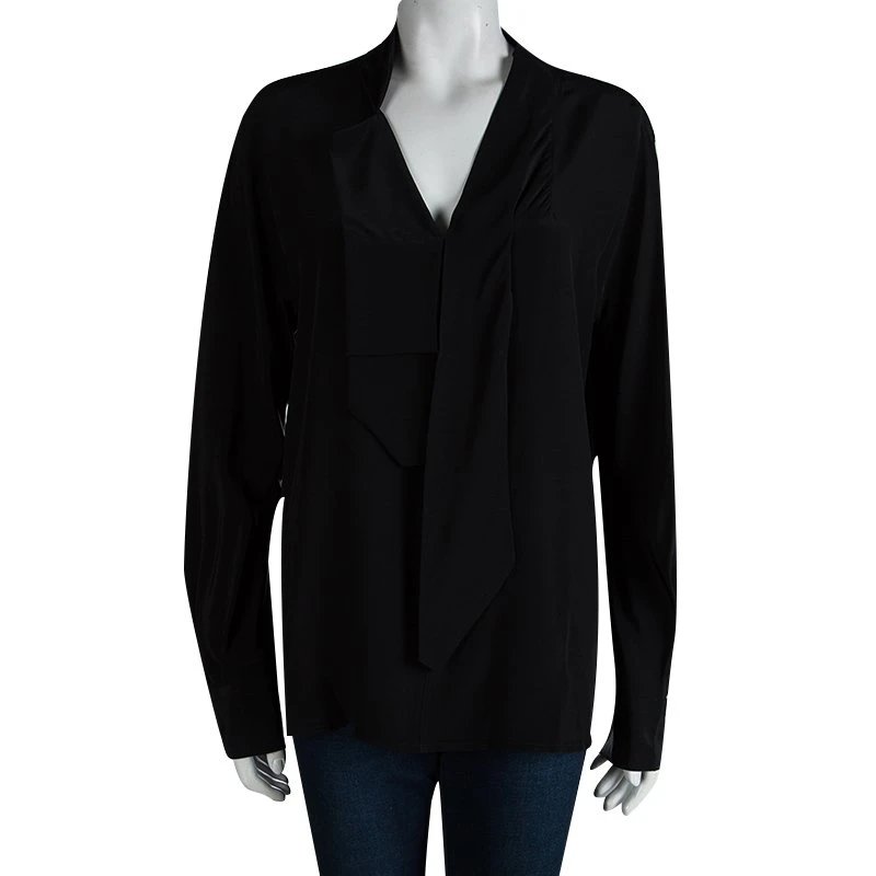 Marc Jacobs Black Silk Long Sleeve Blouse L For Women 2 Marc Jacobs Black Silk Long Sleeve Blouse L For Women - Image 2