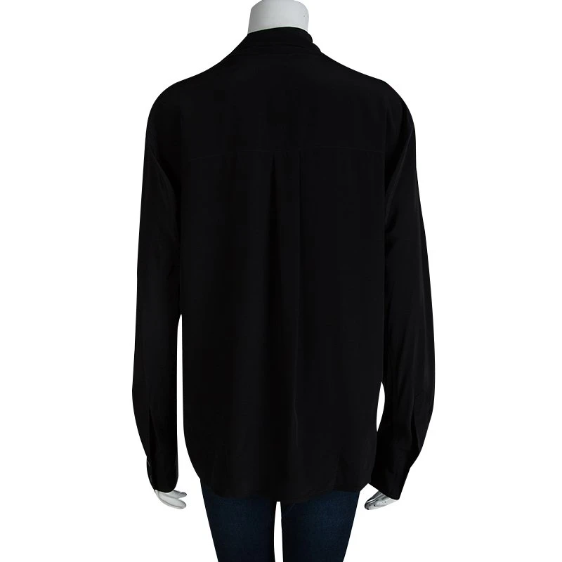 Marc Jacobs Black Silk Long Sleeve Blouse L For Women 3 Marc Jacobs Black Silk Long Sleeve Blouse L For Women - Image 3