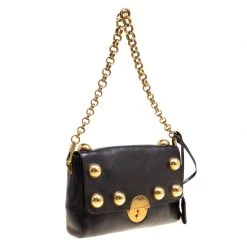 Marc Jacobs Black Leather Small Studded Gotham Shoulder Bag For Women -Marc Jacobs shop luxury women marc jacobs new handbags p165328 007