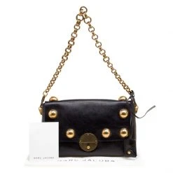 Marc Jacobs Black Leather Small Studded Gotham Shoulder Bag For Women -Marc Jacobs shop luxury women marc jacobs new handbags p165328 010