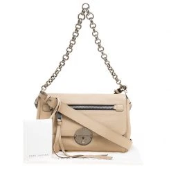 Marc Jacobs Beige Pebbled Leather Small Big Apple Gotham Shoulder Bag For Women -Marc Jacobs shop luxury women marc jacobs new handbags p167251 010