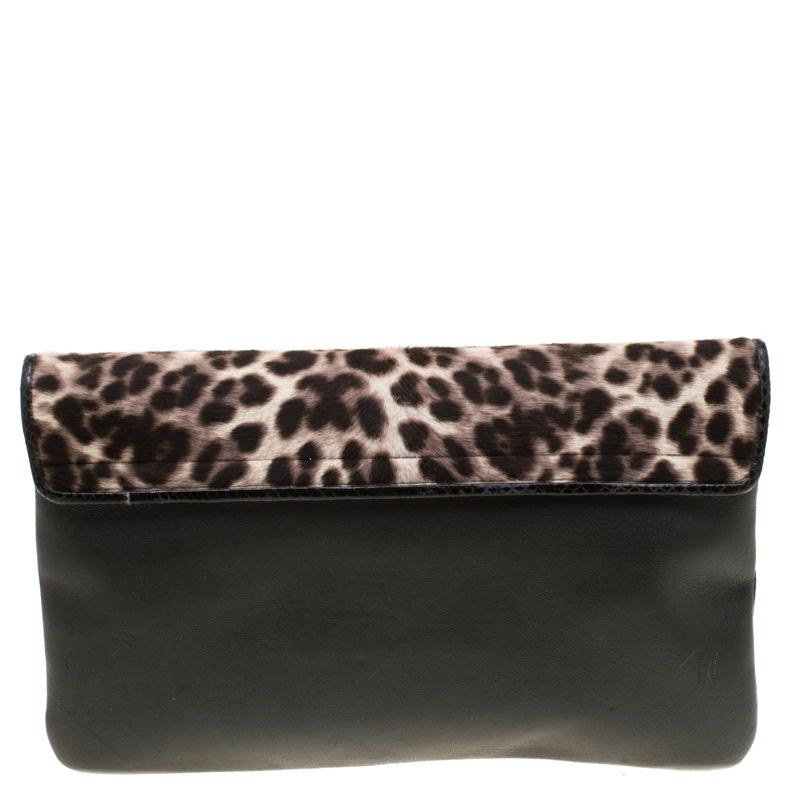 Marc Jacobs Black/Beige Leopard Print Calfhair And Leather Safari Vip Clutch For Women 4 Marc Jacobs Black/Beige Leopard Print Calfhair And Leather Safari Vip Clutch For Women - Image 4