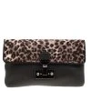 Marc Jacobs Black/Beige Leopard Print Calfhair And Leather Safari Vip Clutch For Women