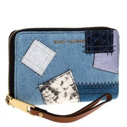 Marc Jacobs Blue Denim Patchwork Zip Around Wallet For Women -Marc Jacobs shop luxury women marc jacobs new handbags p272421 007