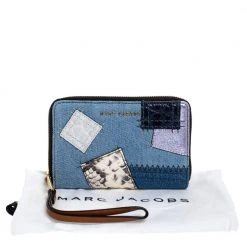 Marc Jacobs Blue Denim Patchwork Zip Around Wallet For Women -Marc Jacobs shop luxury women marc jacobs new handbags p272421 010