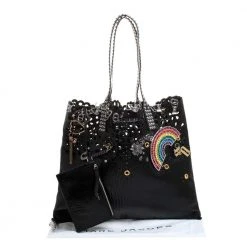 Marc Jacobs Black Laser Cut Leather Embellished Wingman Tote For Women 21 Marc Jacobs Black Laser Cut Leather Embellished Wingman Tote For Women -Marc Jacobs shop luxury women marc jacobs new handbags p279926 001