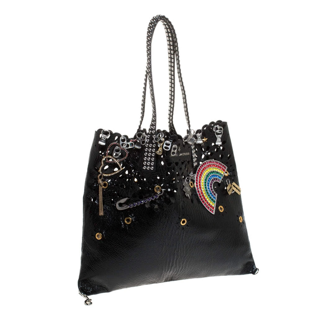 Marc Jacobs Black Laser Cut Leather Embellished Wingman Tote For Women 3 Marc Jacobs Black Laser Cut Leather Embellished Wingman Tote For Women - Image 3