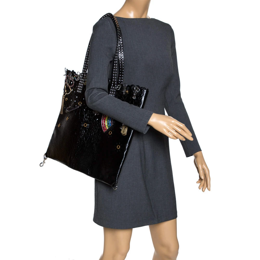 Marc Jacobs Black Laser Cut Leather Embellished Wingman Tote For Women 2 Marc Jacobs Black Laser Cut Leather Embellished Wingman Tote For Women - Image 2