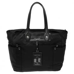 Marc Jacobs Black Nylon And Leather Preppy Nylon Eliz-a-Baby Diaper Bag For Women