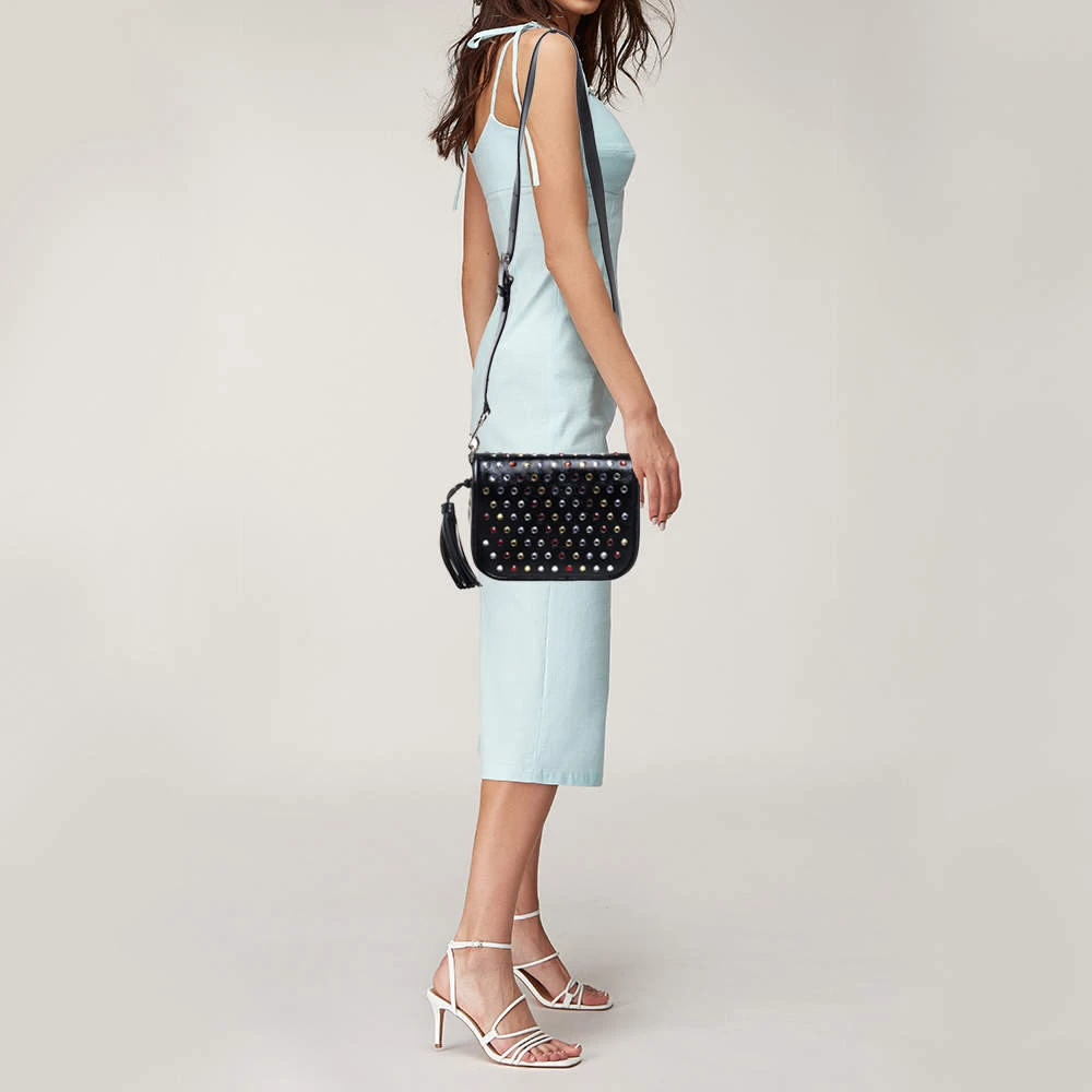 Marc Jacobs Black Patent Leather Jewel Embellished Courier Crossbody Bag For Women 2 Marc Jacobs Black Patent Leather Jewel Embellished Courier Crossbody Bag For Women - Image 2