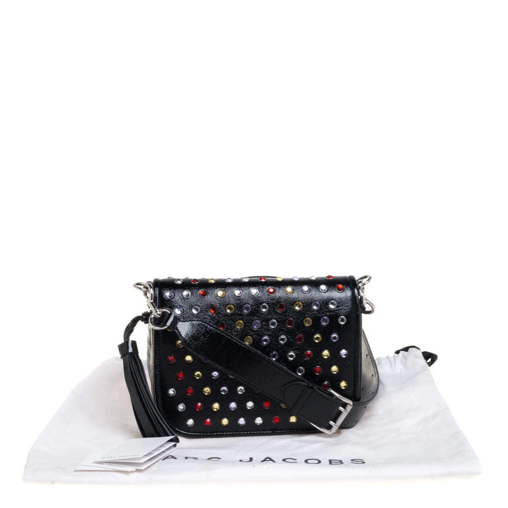 Marc Jacobs Black Patent Leather Jewel Embellished Courier Crossbody Bag For Women 10 Marc Jacobs Black Patent Leather Jewel Embellished Courier Crossbody Bag For Women - Image 10