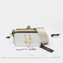 Marc Jacobs Silver/Gold Saffiano Leather Snapshot Camera Crossbody Bag For Women -Marc Jacobs shop luxury women marc jacobs new handbags p653175 002
