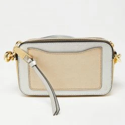 Marc Jacobs Silver/Gold Saffiano Leather Snapshot Camera Crossbody Bag For Women -Marc Jacobs shop luxury women marc jacobs new handbags p653175 004