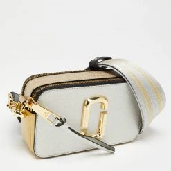 Marc Jacobs Silver/Gold Saffiano Leather Snapshot Camera Crossbody Bag For Women -Marc Jacobs shop luxury women marc jacobs new handbags p653175 007