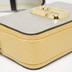 Marc Jacobs Silver/Gold Saffiano Leather Snapshot Camera Crossbody Bag For Women -Marc Jacobs shop luxury women marc jacobs new handbags p653175 009