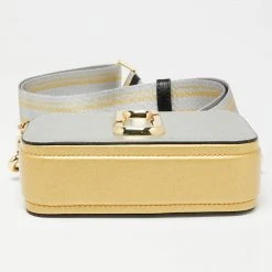 Marc Jacobs Silver/Gold Saffiano Leather Snapshot Camera Crossbody Bag For Women -Marc Jacobs shop luxury women marc jacobs new handbags p653175 010