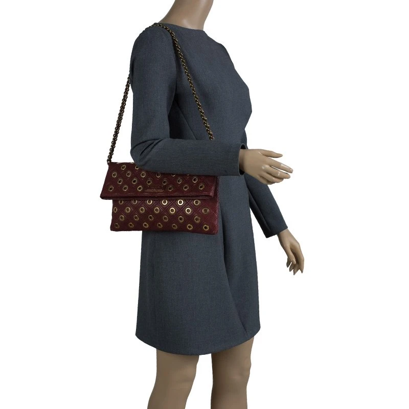 Marc Jacobs Burgundy Leather Sandy Eyelets Shoulder Bag For Women 2 Marc Jacobs Burgundy Leather Sandy Eyelets Shoulder Bag For Women - Image 2