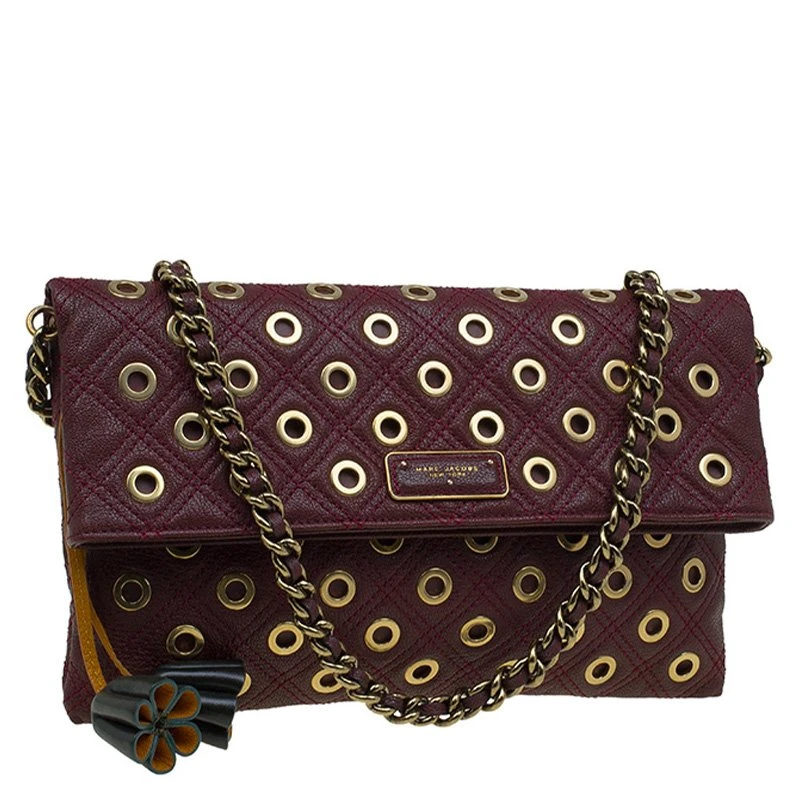 Marc Jacobs Burgundy Leather Sandy Eyelets Shoulder Bag For Women 3 Marc Jacobs Burgundy Leather Sandy Eyelets Shoulder Bag For Women - Image 3