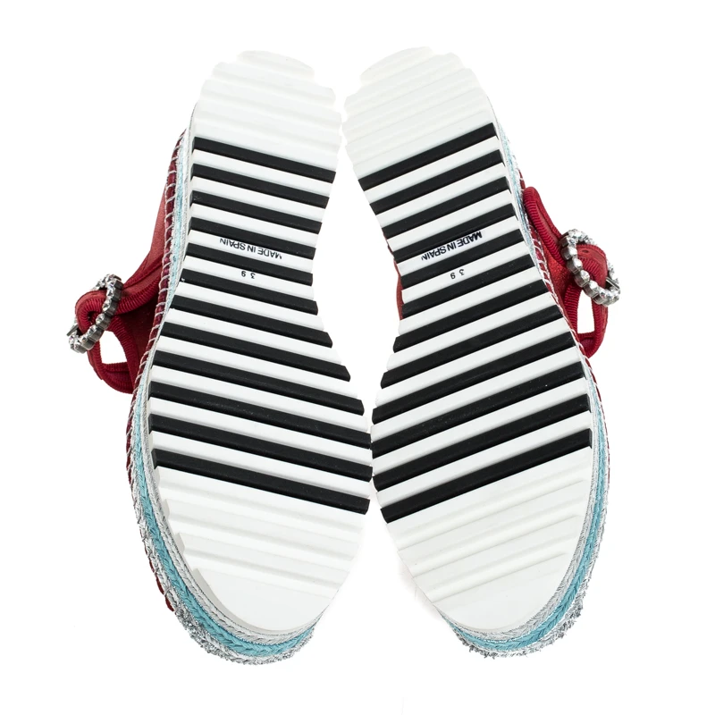 Marc Jacobs Metallic Red Nubuck Suzi Crystal Embellished Brooch Mary Jane Espadrille Platforms Size 39 For Women 6 Marc Jacobs Metallic Red Nubuck Suzi Crystal Embellished Brooch Mary Jane Espadrille Platforms Size 39 For Women - Image 6