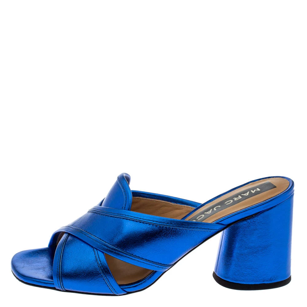 Marc Jacobs Electric Blue Leather Aurora Mules Size 37 For Women 2 Marc Jacobs Electric Blue Leather Aurora Mules Size 37 For Women - Image 2