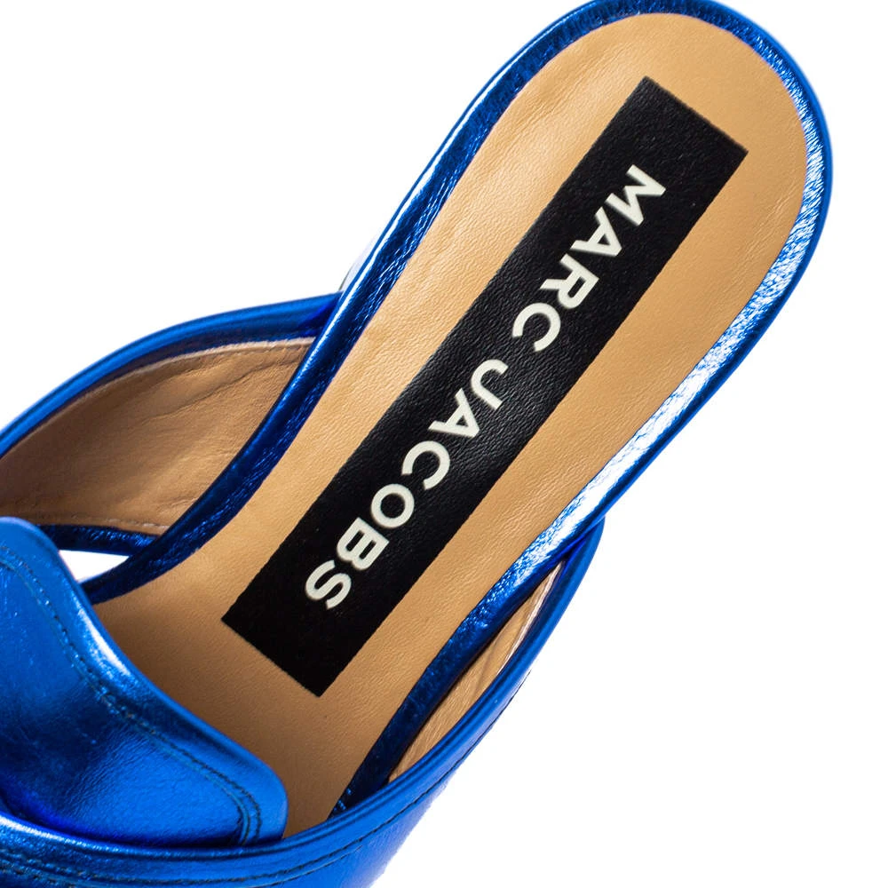 Marc Jacobs Electric Blue Leather Aurora Mules Size 37 For Women 7 Marc Jacobs Electric Blue Leather Aurora Mules Size 37 For Women - Image 7