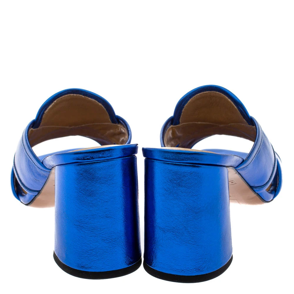 Marc Jacobs Electric Blue Leather Aurora Mules Size 37 For Women 5 Marc Jacobs Electric Blue Leather Aurora Mules Size 37 For Women - Image 5