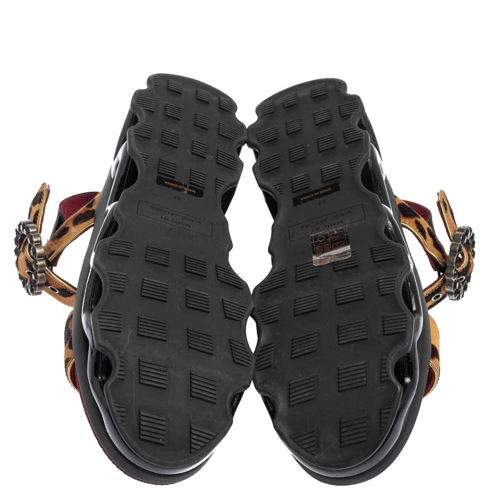 Marc By Marc Jacobs Beige Leopard Print Calf Hair And Patent Leather Ninja Wave Platform Sandals Size 37 For Women 6 Marc By Marc Jacobs Beige Leopard Print Calf Hair And Patent Leather Ninja Wave Platform Sandals Size 37 For Women - Image 6