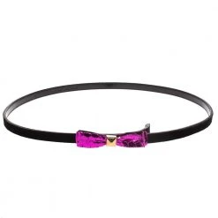 Marc Jacobs Black/Purple Suede And Patent Leather Bow Belt 90CM For Women