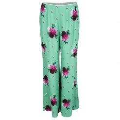 Marc Jacobs Green Floral Printed Crepe High Waist Wide Leg Pants M For Women