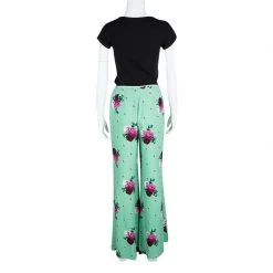 Marc Jacobs Green Floral Printed Crepe High Waist Wide Leg Pants M For Women 7 Marc Jacobs Green Floral Printed Crepe High Waist Wide Leg Pants M For Women -Marc Jacobs shop luxury women marc jacobs used clothes p105888 0003