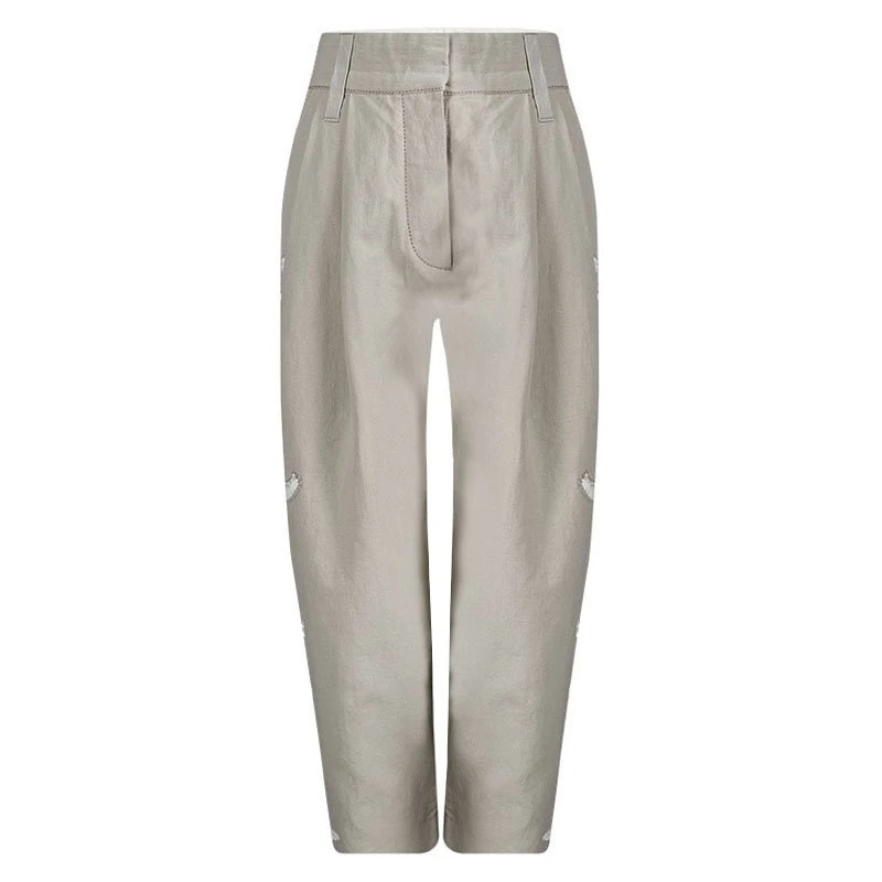 Marc Jacobs Beige Embellished Bird Motif Wide Leg Three Quarter Pants L For Women 1 Marc Jacobs Beige Embellished Bird Motif Wide Leg Three Quarter Pants L For Women