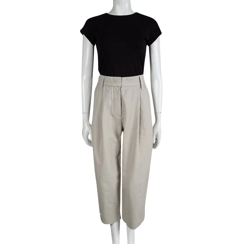 Marc Jacobs Beige Embellished Bird Motif Wide Leg Three Quarter Pants L For Women 2 Marc Jacobs Beige Embellished Bird Motif Wide Leg Three Quarter Pants L For Women - Image 2