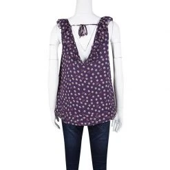 Marc Jacobs Purple Printed Chiffon Ruffle Trim Sleeveless Top S For Women 7 Marc Jacobs Purple Printed Chiffon Ruffle Trim Sleeveless Top S For Women -Marc Jacobs shop luxury women marc jacobs used clothes p118460 0003