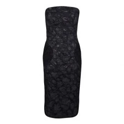 Marc Jacobs Black Polka Dot Lace Pocket Detail Strapless Dress L For Women