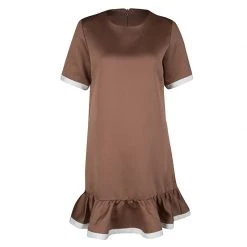 Marc Jacobs Brown Short Sleeve Ruffle Bottom Dress S For Women