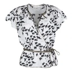 Marc Jacobs White Animal Figure Print Wrap Top M For Women