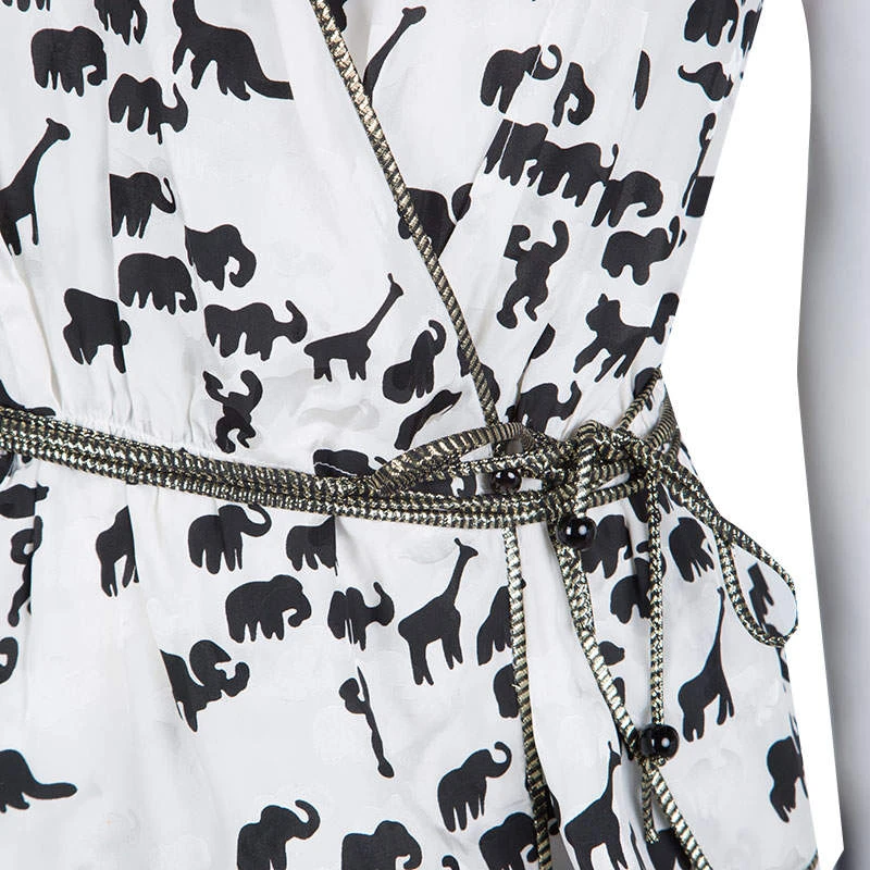 Marc Jacobs White Animal Figure Print Wrap Top M For Women 4 Marc Jacobs White Animal Figure Print Wrap Top M For Women - Image 4