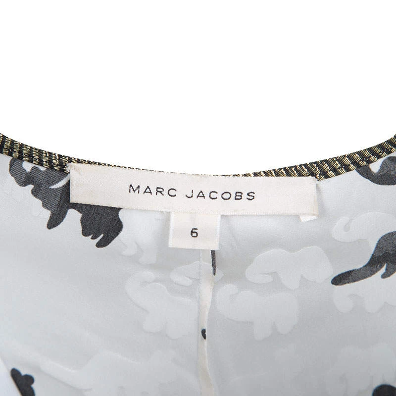 Marc Jacobs White Animal Figure Print Wrap Top M For Women 5 Marc Jacobs White Animal Figure Print Wrap Top M For Women - Image 5