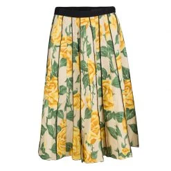 Marc Jacobs Beige Floral Print Pleated Midi Skirt XS For Women